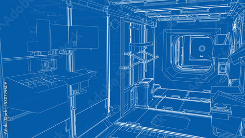 Interior of the space station. Vector
