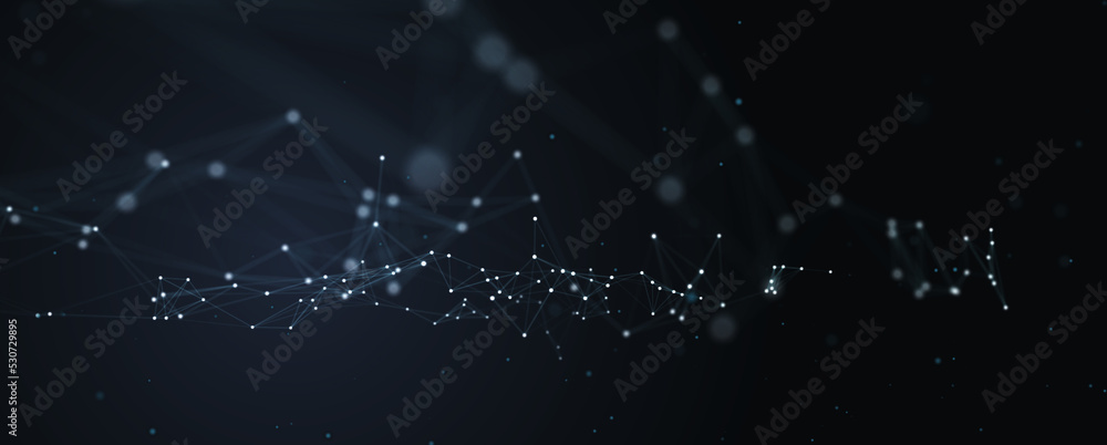 Obraz premium Abstract futuristic - technology with polygonal shapes on dark blue background. Design digital technology concept. 3d illustration.
