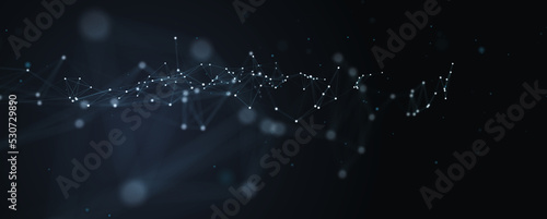 Leinwand Poster Abstract futuristic - technology with polygonal shapes on dark blue background