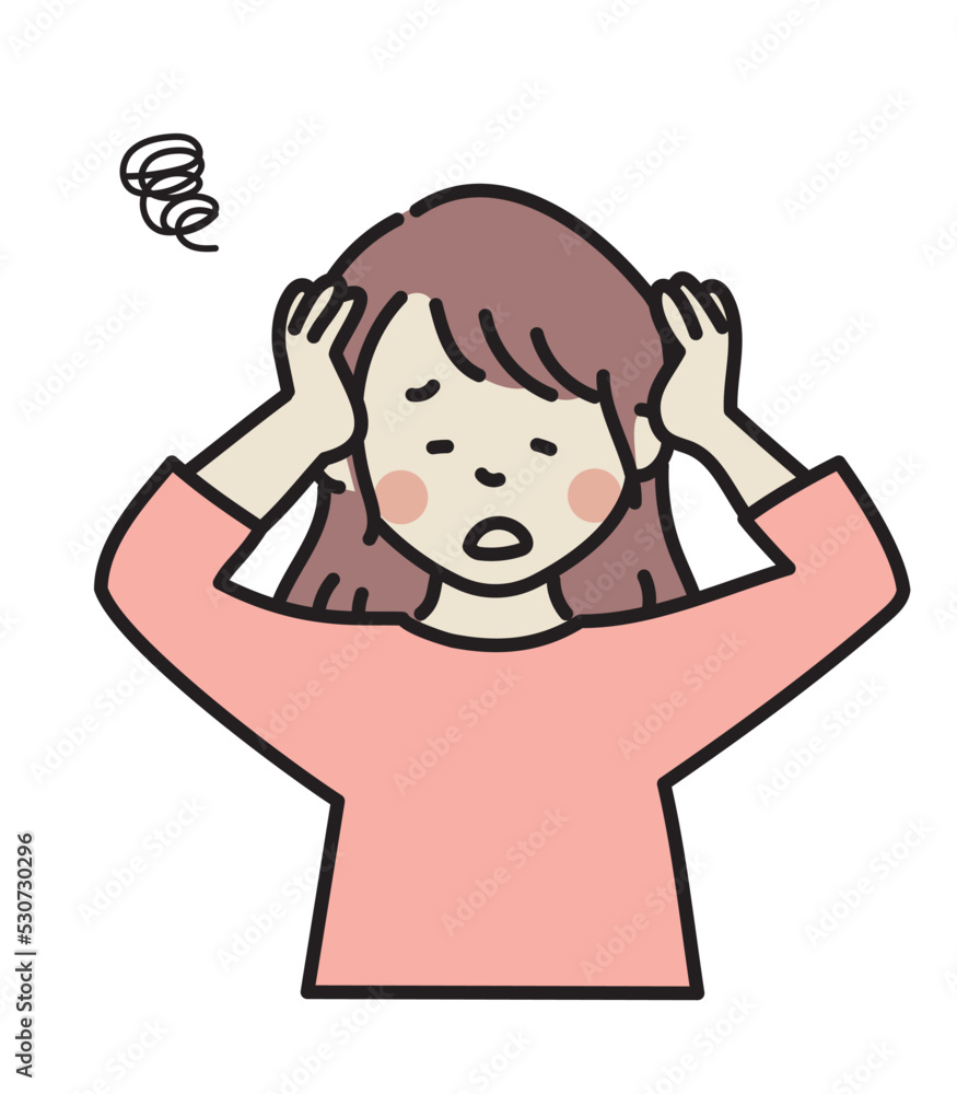 Obraz premium 頭をかかえる女性