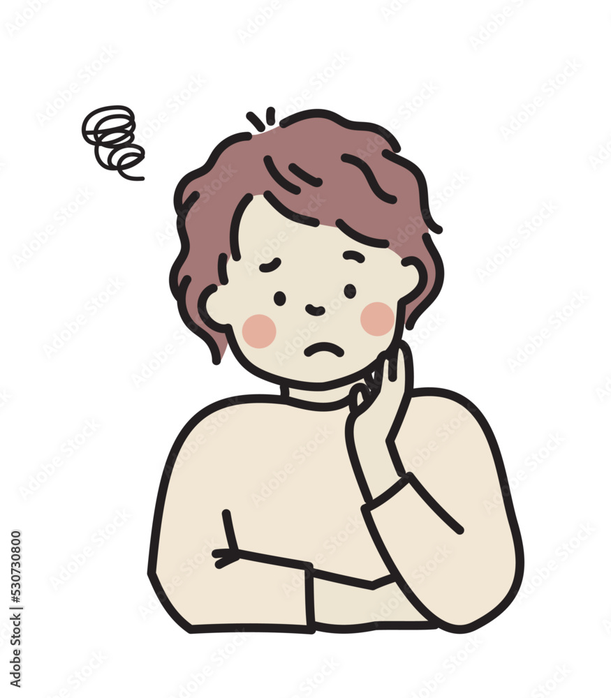 頬杖をついて悩む男性 頬杖をついて悩む男性
