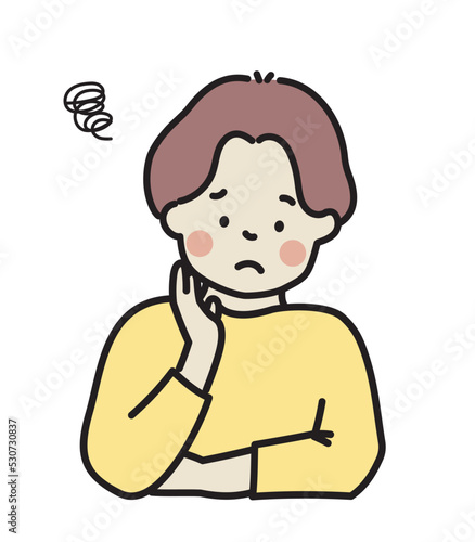 頬杖をついて悩む男性