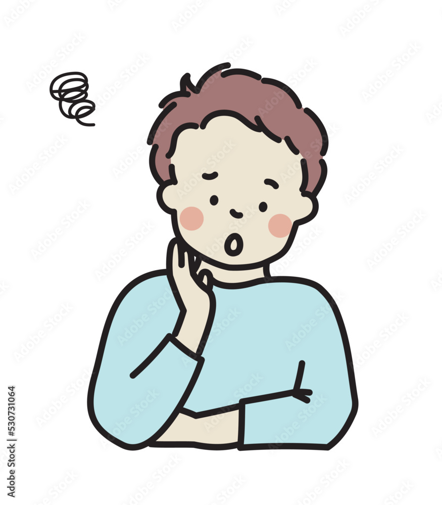 頬杖をついて悩む男性 頬杖をついて悩む男性