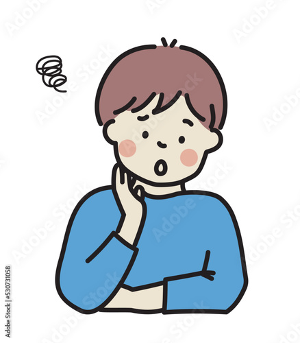 頬杖をついて悩む男性