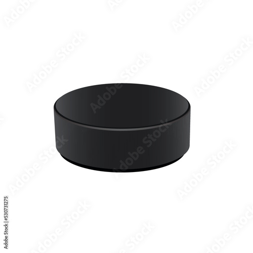 Hockey puck. Cartoon Sports black ball round, equipment for games, flat vector Illustration isolated on white background