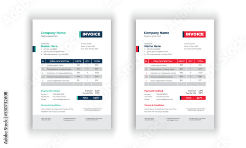Business Invoice vector  template vector design. Bill form business invoice accounting