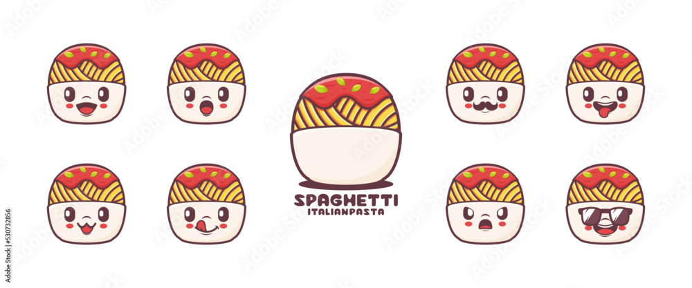 Naklejka premium spaghetti cartoon. Italian pasta vector illustration