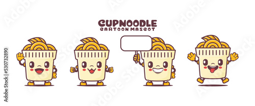 cup noodle cartoon mascot with different expressions