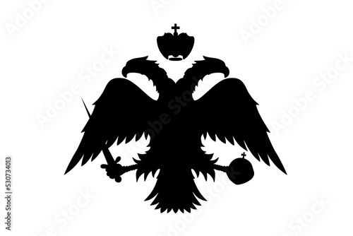 Byzantine coat of arms vector silhouette illustration isolated on white background. Eastern Roman Empire emblem banner. Greek orthodox church symbol.