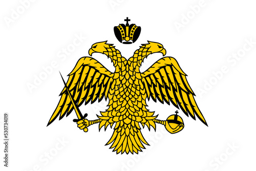 Byzantine coat of arms vector illustration isolated on white background. Eastern Roman Empire emblem banner. Greek orthodox church symbol.