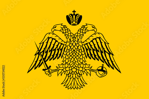 Byzantine flag vector illustration. Eastern Roman Empire emblem banner. Greek orthodox church symbol.