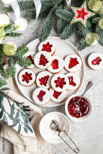 Linzer cookies with jam.