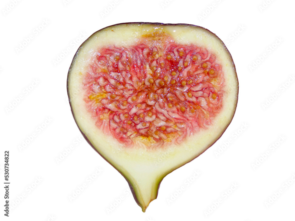 Half of a fresh fig. Fig isolated on white