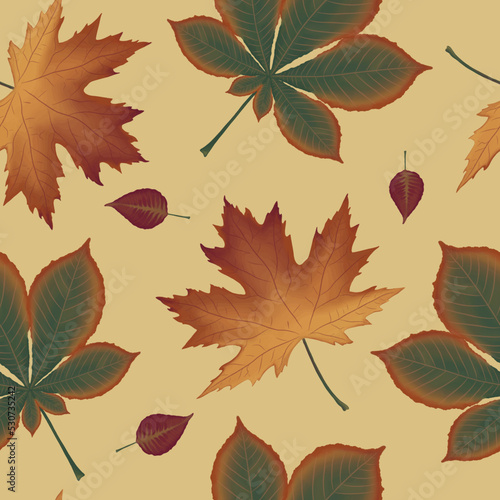 Watercolor pattern of autumn plants. Autumn leaves  leaf fall. Modern bright style. You can use a bright print for your design.