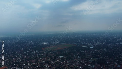 Sad Scene Of Lambaré, Bad Visibility Due To Huge Fire Waves Caused Strong Pollution Over City, Paraguay photo