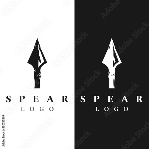 Traditional spear head and spear head logo template design for hunting.