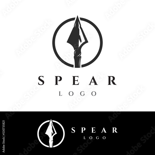 Traditional spear head and spear head logo template design for hunting.