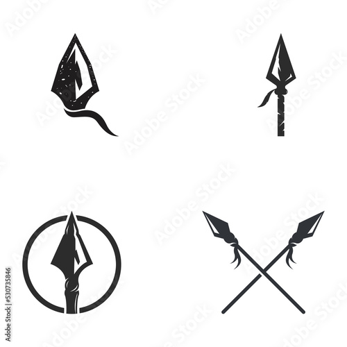 Traditional spear head and spear head logo template design for hunting. photo