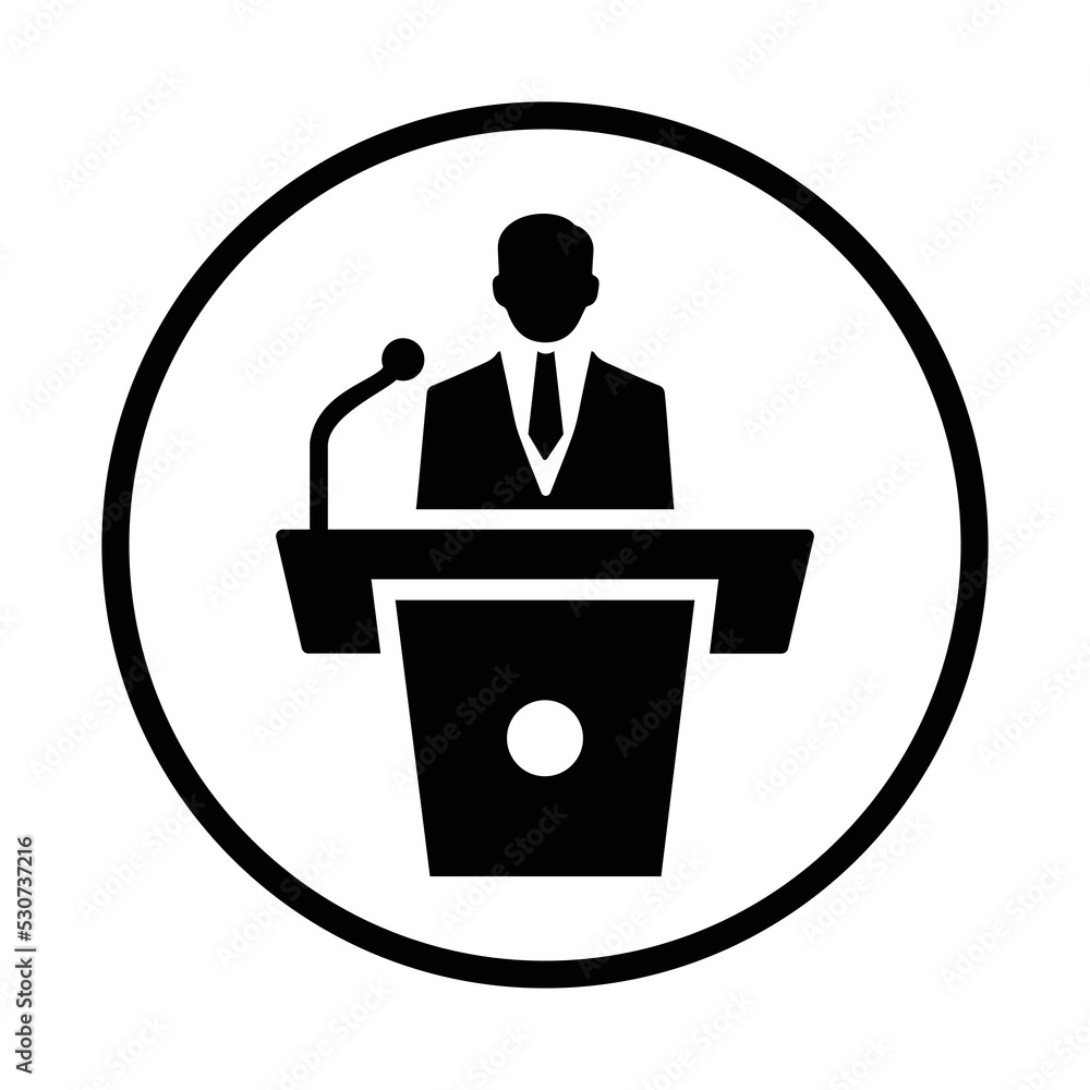 Businessman, speech, support icon. Black vector graphics. Businessman, speech, support icon. Black vector graphics.