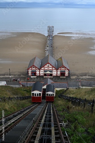 aerial view of Saltburn by the Sea, Victorian cliff tramway   North Yorkshire photo