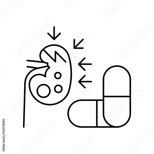 kidney problem, Causes, side effect of pills, line editable icons for web design