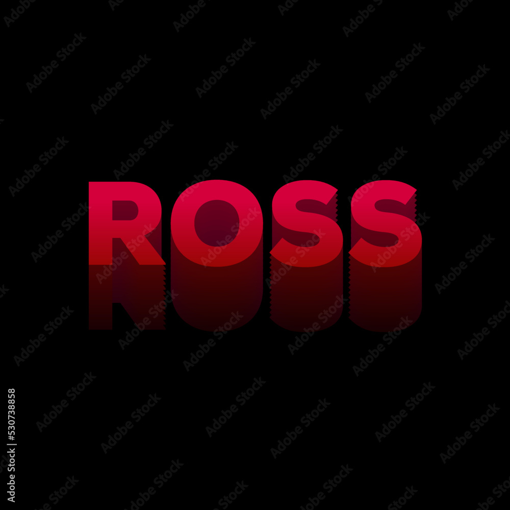 Ross typography in red. Ross monogram red colour. Ross typography in red. Ross monogram red colour.