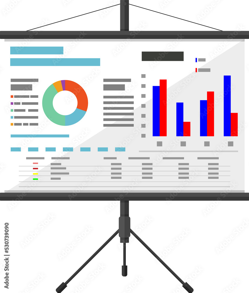 Obraz premium Projector screen with business presentation