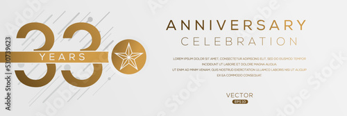 33 years anniversary celebration template, Vector illustration.