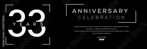 33 years anniversary celebration template, Vector illustration.