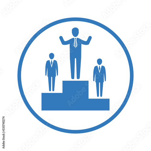 Competition, leader, best worker icon. Rounded blue vector sketch.