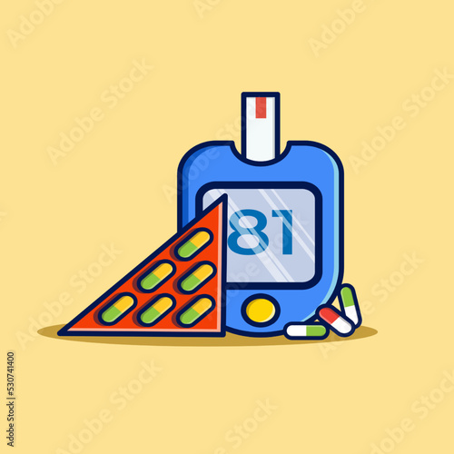 Diabetes disease, Capsule, medicine, health, medical icons set 