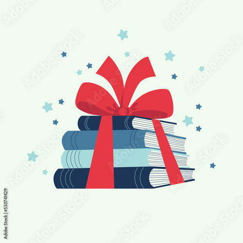 Stack of books tied with ribbon