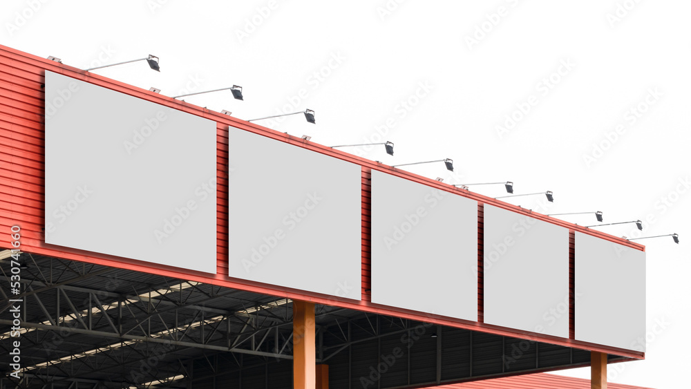 Mock up billboard on orange building on white background Mock up billboard on orange building on white background