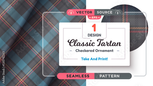 Tartan seamless pattern, merry christmas texture, checkered scottish fabric
