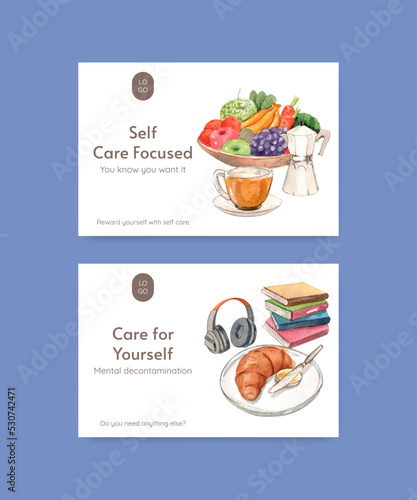 Facebook template with self care hobbie concept,watercolor style
