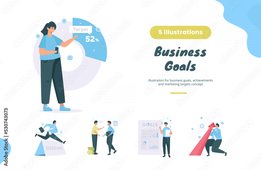 Business goals and achievements illustration bundle pack