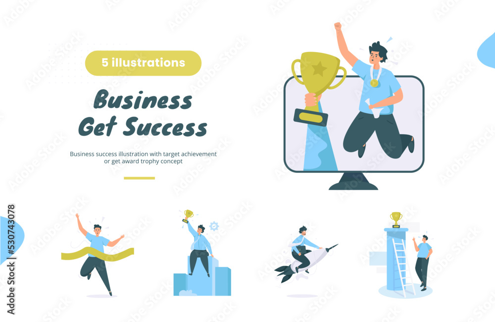 Business gets success illustration bundle pack