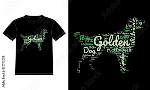 Golden Retriever Dog Happy Halloween Typography T-Shirt