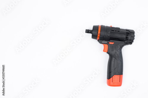 Screwdriver On a white background. Power tool. Isolated.