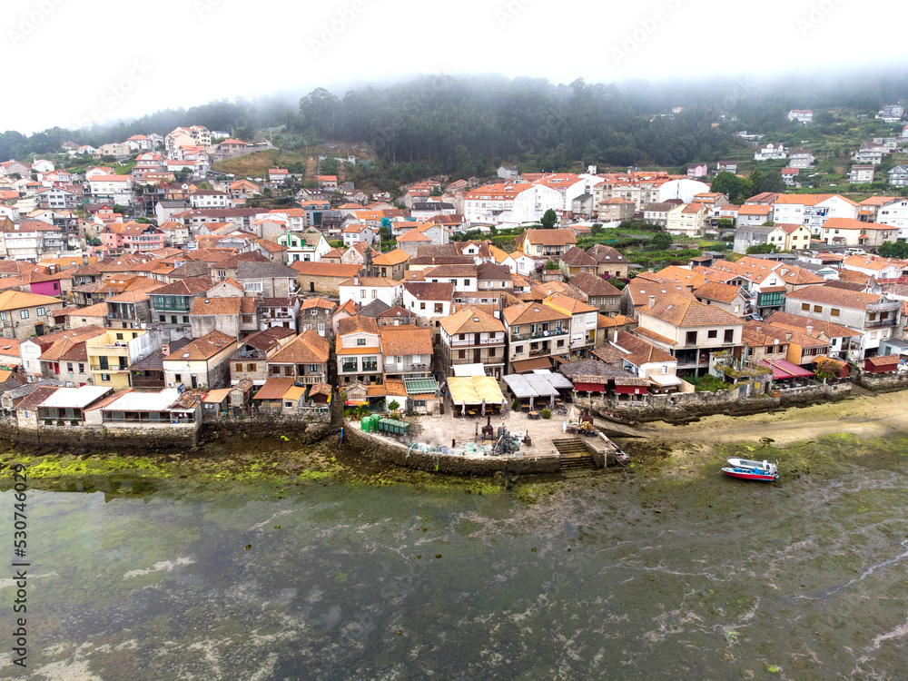 aerial view drone of Combarro, in Galicia - Spain