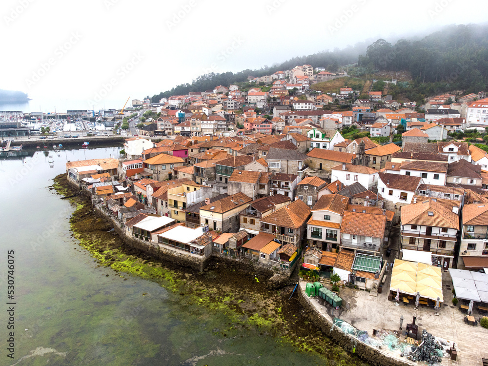 aerial view drone of Combarro, in Galicia - Spain