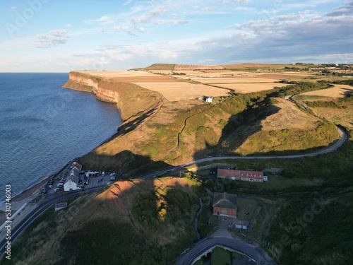 aerial view of Saltburn by the Sea. commonly referred to as Saltburn. is a seaside town in Redcar and Cleveland, North Yorkshire. England, photo