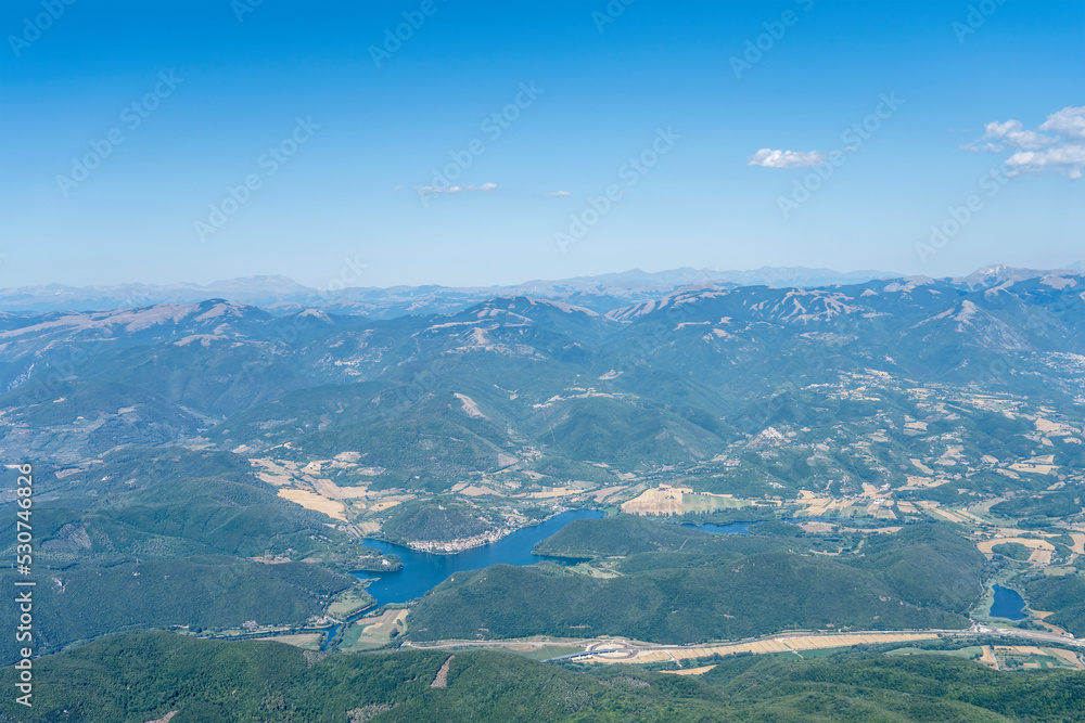 Piediluco lake and village aerial, Italy