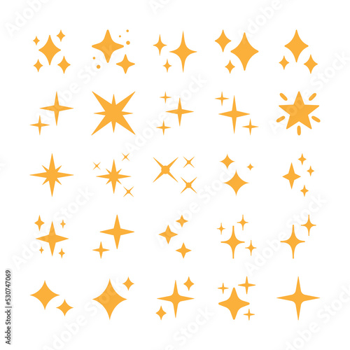 Sparkle, shimmer, shiny star, flash shape vector set
