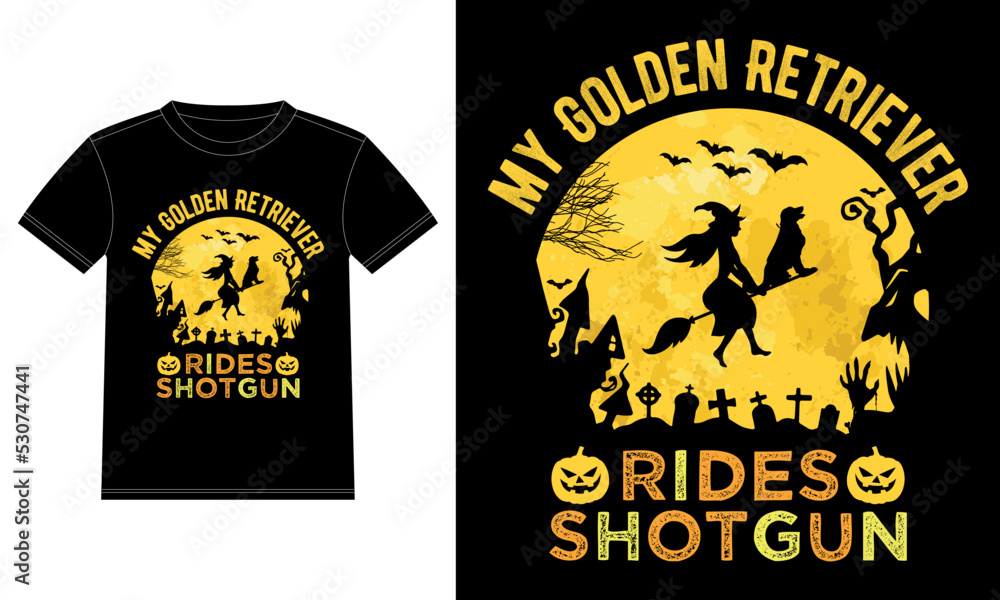 My Golden Retriever Rides Shotgun Halloween T-Shirt