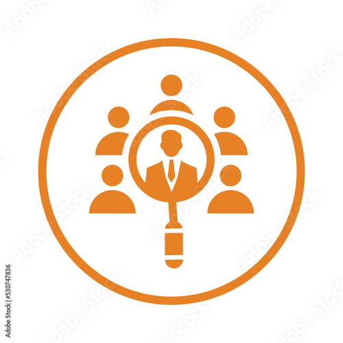 People, search, human resources icon. Orange vector graphics.