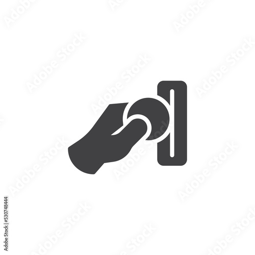 Hand insert coin vector icon