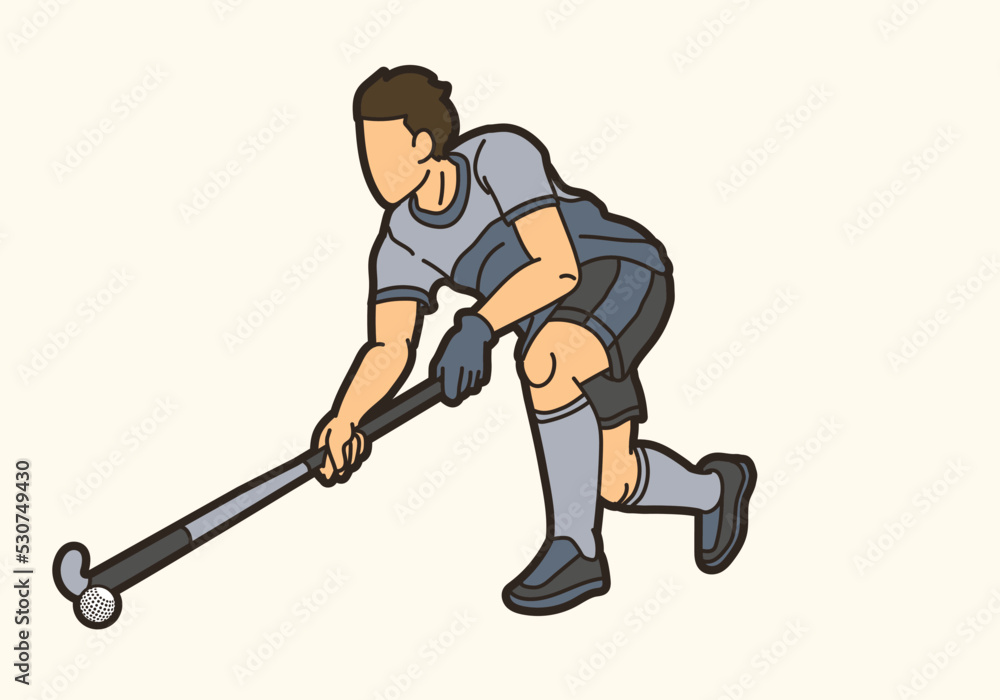 Field Hockey Sport Male Player Action Cartoon Graphic Vector Field Hockey Sport Male Player Action Cartoon Graphic Vector