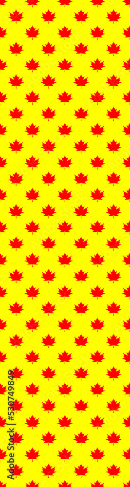 pattern of red maple leaves on a yellow background. template for application to the surface. Vertical banner for insertion into site. pattern of red maple leaves on a yellow background. template for application to the surface. Vertical banner for insertion into site.