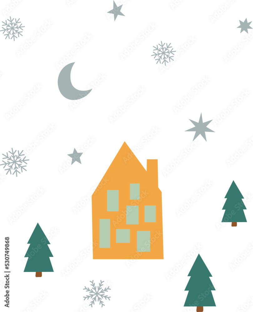 Merry Christmas and New Year Composition isolated Vector illustration on white background